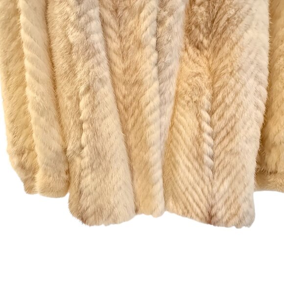 Vintage White Mink Fur Swing Jacket • Chevron Pelts • Women’s Large - Picture 10 of 15